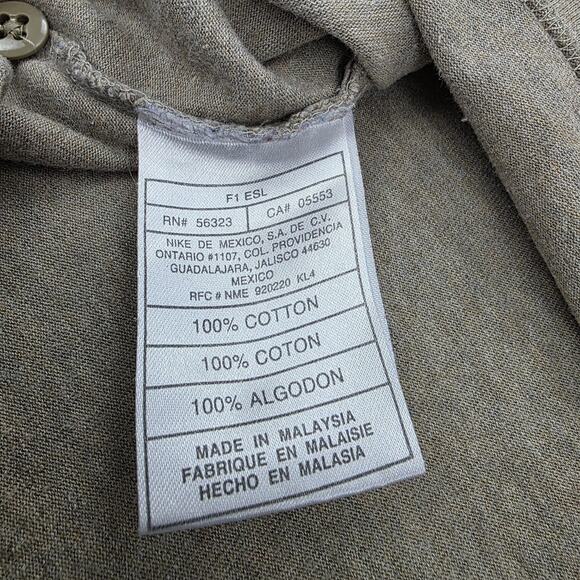 Nike Golf Shirt Mens Medium Beige Long Sleeve 100% Cotton Classic Pullover Logo - Picture 16 of 16